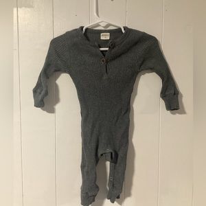 6-9 Months Long Sleeve Onesie Button Up Dark Grey